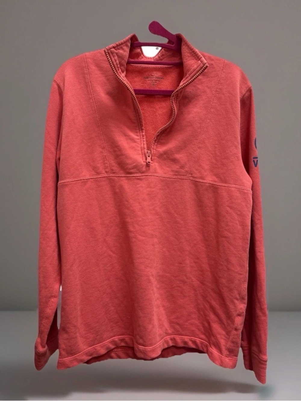 Vineyard Vines Coral Knit Quarter-Zip Pullover